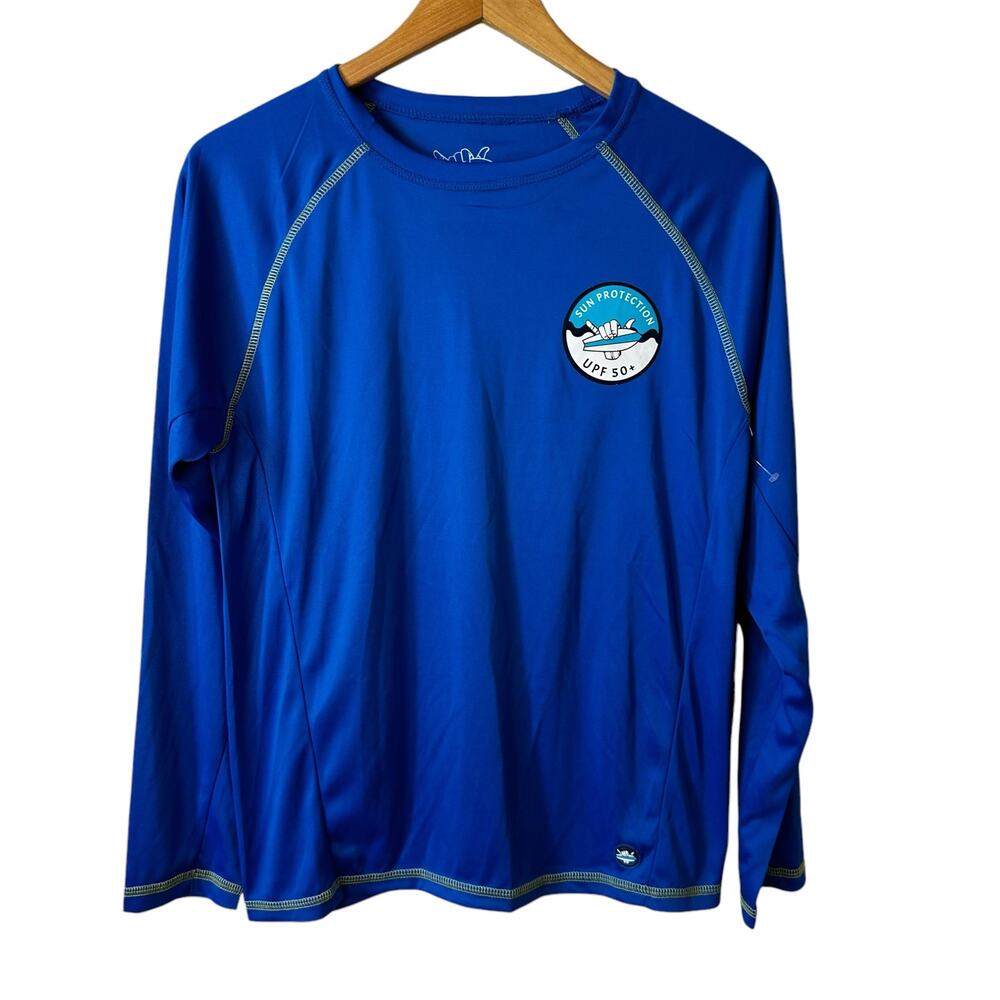 Beach Bros New Mens UPF 50+ Long Sleeve Rash Guard Blue Small Swimwear Vacation